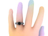 Black Diamond Engagement Ring Wedding RIng 14K Black Gold Anniversary Ring with 6.5mm Round Black Diamond Center Eternity Ring Unique- V1033