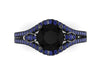Blue Sapphire Engagement Ring 14K Black Gold Diamond Wedding Ring Round Black Diamond Engagement Ring Unique Bridal Ring Valentines - V1000