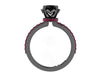 Black Diamond Pink Sapphire Engagement Ring 14K Black Gold Wedding Ring with 1.15ct Round Black Diamond Center Gemstone Engagement - V1006