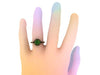 Emerald Engagement Ring Black Diamond Wedding Gemstone Ring 14K Yellow Gold Engagement Ring with 6.5mm Round Green Emerald Center - V1023M
