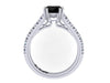 Black Diamond Engagement Ring White Diamond Weding Ring Fine Jewelry 14K White Gold Ring with 7mm Round Natural Black Diamond Center - V1029