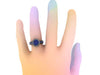Diamond Halo Blue Sapphire Engagement Ring Gemstone Engagement 14K Black Gold Blue Sapphire Ring with 7mm Round Blue Sapphire Center - V1032
