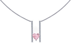 Heart Shape Diamond Necklace Morganite Pendant 14K White Gold Necklace with 6x6mm Heart Morganite Center Fine Jewelry Gift Ideas Gem - V1094