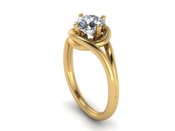 Grace Collection Engagement Ring in 14K Yellow Gold Wedding Ring with 7mm Round One Moissanite Center Uniqe Engagement Marriage- V1095