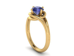 Grace Collection Engagement Ring in 14K Yellow Gold Wedding Ring with 7mm Round Blue Sapphire Center Solitaire Statement Ring Gems - V1095