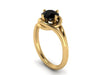 Grace Collection Engagement Ring in 14K Yellow Gold Wedding Ring with 7mm Round Black Diamond Center Unique Gemstone Engagement Ring - V1095