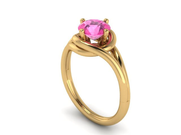 Pink Sapphire Engagement Ring Grace Collection Engagement Ring 14K Yellow Gold Wedding Ring Pink Sapphire Original Statement RIngs  - V1095
