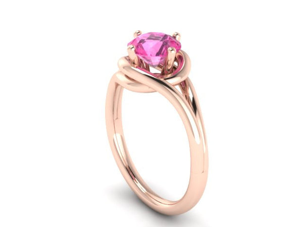 Grace Collection Engagement Ring in 14K Rose Gold Wedding Ring with 7mm Round Pink Sapphire Center Uniqe Engagement RIng Gift Ideas - V1095