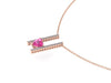 Heart Shape Black Diamond Necklace Pink Sapphire Necklace 14K Rose Gold Necklace with 6x6mm Heart Pink Sapphire Center Original Gems- V1094