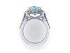 Cushion Cut Aquamarine Engagement Ring Diamond Wedding Ring 14K White Gold Ring with 9x9mm Aquamarine Center Unique Engagement Ring - V1096