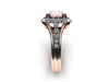 Unique Engagement Ring Black Diamond Wedding Ring Gemstone Engagement Ring 14K Rose Gold Ring Unique Gifts Morganite Fine Jewelry - V1096