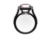 Oval Peachy Pink Morganite Engagement Ring Diamond Halo Wedding Ring 14K Black Gold Ring Fine Jewelry Gemstone Rings Statement Ring - V1097