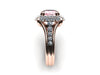 Cushion Cut Morganite Engagement Ring Diamond Wedding Ring 14K Rose Gold Ring with 9x9mm Morganite Center Gemstone Engagement Ring - V1096