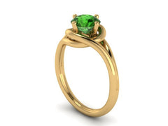 Grace Collection Engagement Ring in 14K Yellow Gold Wedding Ring with 7mm Round Emerald Center Original Fine Jewelry May Birthstone- V1095