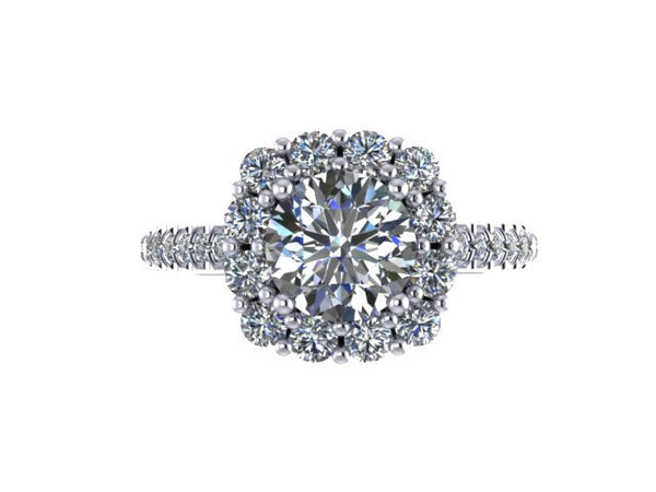 Charles & Colvard Forever One Moissanite Proposal Ring Wedding RIng Natural Diamond Engagement Ring 14K White Gold Vintage Ring - V1071