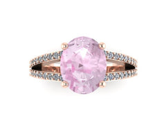 Diamond Engagement Ring Morganite Engagement 14K Rose Gold Engagement Ring with Oval 10x8mm Morganite Center Bridal Jewelry Gems - V1099