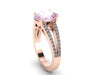 Diamond Engagement Ring Morganite Engagement 14K Rose Gold Engagement Ring with Oval 10x8mm Morganite Center Bridal Jewelry Gems - V1099