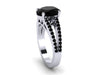 Black Diamond  Engagement Ring 14K White Gold Engagement Ring with Oval 10x8mm Natural Black Diamond Center Bridal Jewelry Gemstones- V1099