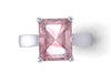 Classic Solitaire Morganite Engagement Ring 14K White Gold Emerald Morganite Center Gemstone Bridal Jewelry Unique Ring Valentines - V1100