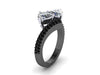 Unique Engagement Ring Genuine Black Diamond Wedding Ring 14K Black Gold Engagement Heart Shape Moissanite Engagement Ring Valentine's-V1101