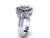 Oval Forever One Moissanite Engagement Ring Diamond Engagement Ring 14K White Gold Engagement Unique Ring Bridla Jewelry Rings - V1102