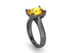 Classic Solitaire Engagement Ring 14K Black Gold Engagement Ring Emerald Citrine Ring Gemstone Engagement RIng Statement Valentine's-V1100