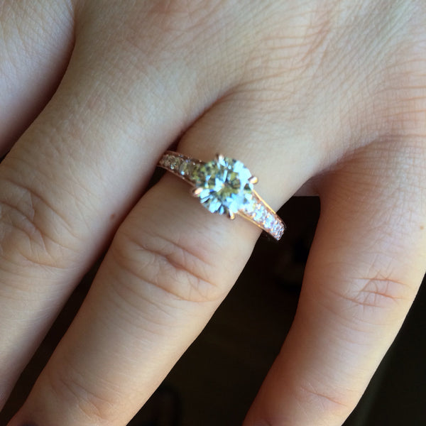 Forever One Moissanite Engagement Ring  14K Rose Gold Engagement Ring Diamond Wedding Ring Fine Jewelry Xmas Gift For Her  - V1081