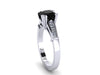 Cushion Cut Natural Black and White Diamond Engagement Ring Diamond Wedding Ring 14K White Gold with 6.5mm Black Diamond Center - V1103