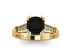 Cushion Cut Black Diamond Engagement Ring Genuine Diamond Wedding Ring 14K Yellow Gold Holiday Gifts Statemetn Ring Proposal Bridal - V1103