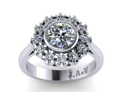 Victorian Engagement Ring Diamond Vintage Engagement 14K White Gold Wedding Ring with 6mm Round F1 Moissanite Valentine's Gift Xmas - V1105
