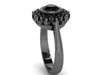 Victorian Engagement Ring Diamond Vintage Engagement 14K Black Gold Wedding Ring with 6mm Round Black Diamond Women's Jewelry Gems- V1105