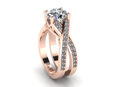 Diamond Engagement Ring Charles & Colavard Forever One Moissanite Engagemetn Ring Wedding RIng 14K Rose Gold Marriage Ring Bridal - V1106
