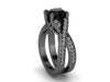 Genuine Black Diamond Engagement Ring Wedding RIng 14K Black Gold Bridal Ring Mother's Day Gift Etsy Fine Jewelry Unique Engagement - V1106