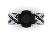 White Gold Engagement Black Diamond Engagement Ring Wedding Ring Custom Made Ring 14K White Gold with 8mm Round Black Diamond Center - V1106