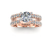 Rose Gold Double Band Moissanite Engagement Ring Diamond Fine Jewelry 6.5mm Round Forever One  Moissanite Center Unique Rings - V1108