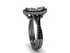Marquise Engagement Ring Black Diamond Vintage Wedding Ring Black Gold Fine Jewelry Halo Diamond Engagement 10x5mm Moissanite Center- V1109