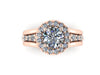 Diamond Halo Engagement Ring Moissanite Wedding Classic Engagement 14K Rose Gold Ring With 6.5mm Forever One Moissanite Center-V1110