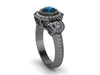 Art Deco Engagement Ring London Blue Topaz Bridal Ring Natural Diamond Engagement Ring Vintage Ring Unique Etsy Fine Jewelry Gemstone -V1111