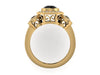 Art Deco Engagement Ring Natural Black Diamond Center White Diamonds Vintage  Three Stone Ring 14K Yellow Gold Fine Jewelry Gemstones -V1111