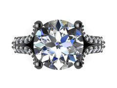 Forever One Moissanite Engagement Ring Diamond Split Shank Classic Engagement Ring 14K Black Gold Wedding Ring Celebrity Ring - V1117