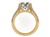 Statement Ring 14K Yellow Gold Engagement Ring Diamond Split Shank Classic With 8mm Forever One  Moissanite Center Celebrity - V1117