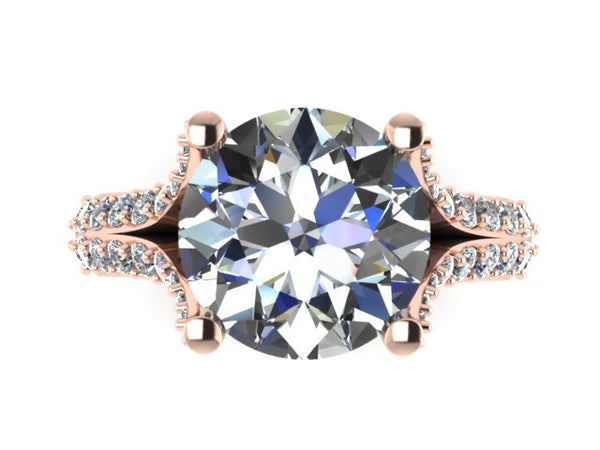 14K Rose Gold Engagement Ring Diamond Split Shank Classic Engagement Ring With 8mm Forever One  Moissanite Center Celebrity - V1117