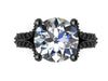 Forever One Moissanite Engagement Ring 14K Black Gold Engagement Ring Split Shank Natural Black Diamond Classic Engagement Ring- V1117