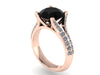 14K Rose Gold Engagement Ring Split Shank Natural Black Diamond Classic Engagement Ring With 8mm Natural Diamond Center Celebrity - V1117