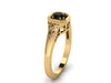 Edwardian Black Diamond Engagement Ring 14K Yellow Gold Vintage Ring With 5mm Natural Black Diamond Center Valentine's Gift Unique - V1118R