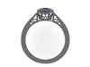 Edwardian Blue Sapphire Engagement Ring 14K Black Gold Vintage Ring With 5mm Blue Sapphire Center Fine Jewelry Gemstone Engagement - V1118
