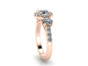 Halo Diamond Engagement Ring 14K Rose Gold Wedding Ring Forever One Moissanite Center and Two Side-Stones Valentine's Gift Rings-V1120
