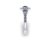 Diamond Halo Three-Stone Forever One Engagement Ring 14K White Gold Wedding Ring Unique Etsy Jewellery Bridal Fine Jewelry  - V1120