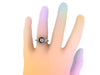 Halo Black Diamond Engagement Ring 14K Rose Gold Wedding Ring Forever One Moissanite Center and Two Side-Stones Valentine's gift-V1120