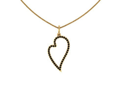 Natural Black Diamond Heart Necklace 14K Yellow Gold Wedding Jewelry Women's Fine Jewelry Unique Neckalce Diamond Fine Jewelry Bridal -V1122